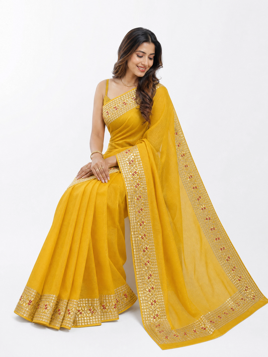 Premium Kota Silk Saree with Matching Blouse Piece – Tumpi's Collection