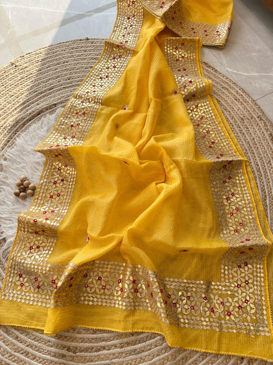 Premium Kota Silk Saree with Matching Blouse Piece – Tumpi's Collection
