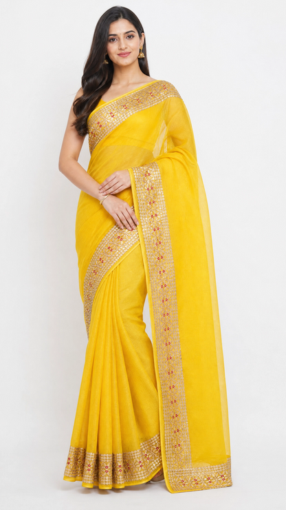 Premium Kota Silk Saree with Matching Blouse Piece – Tumpi's Collection