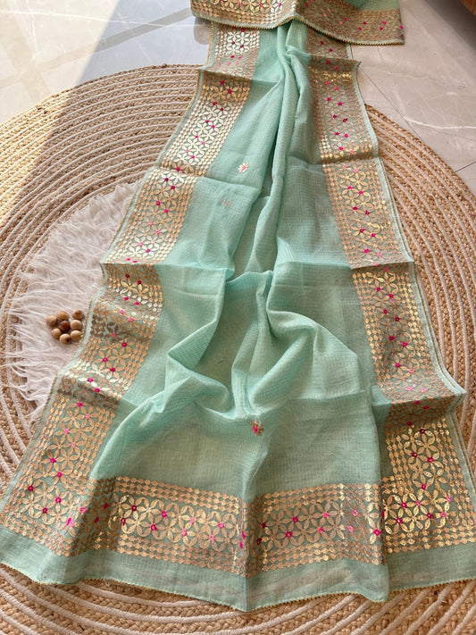 Premium Kota Silk Saree with Matching Blouse Piece – Tumpi's Collection