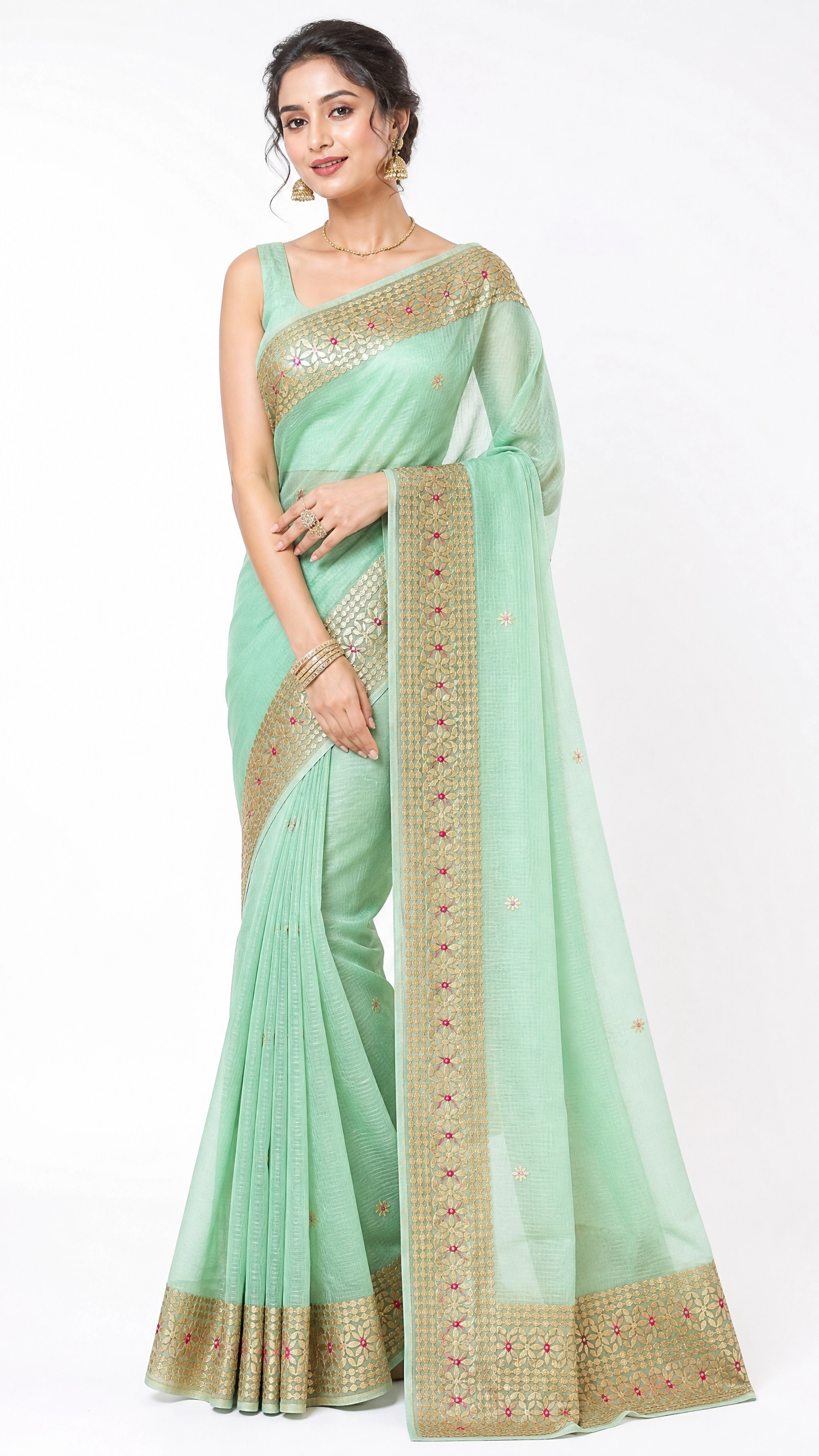 Premium Kota Silk Saree with Matching Blouse Piece – Tumpi's Collection