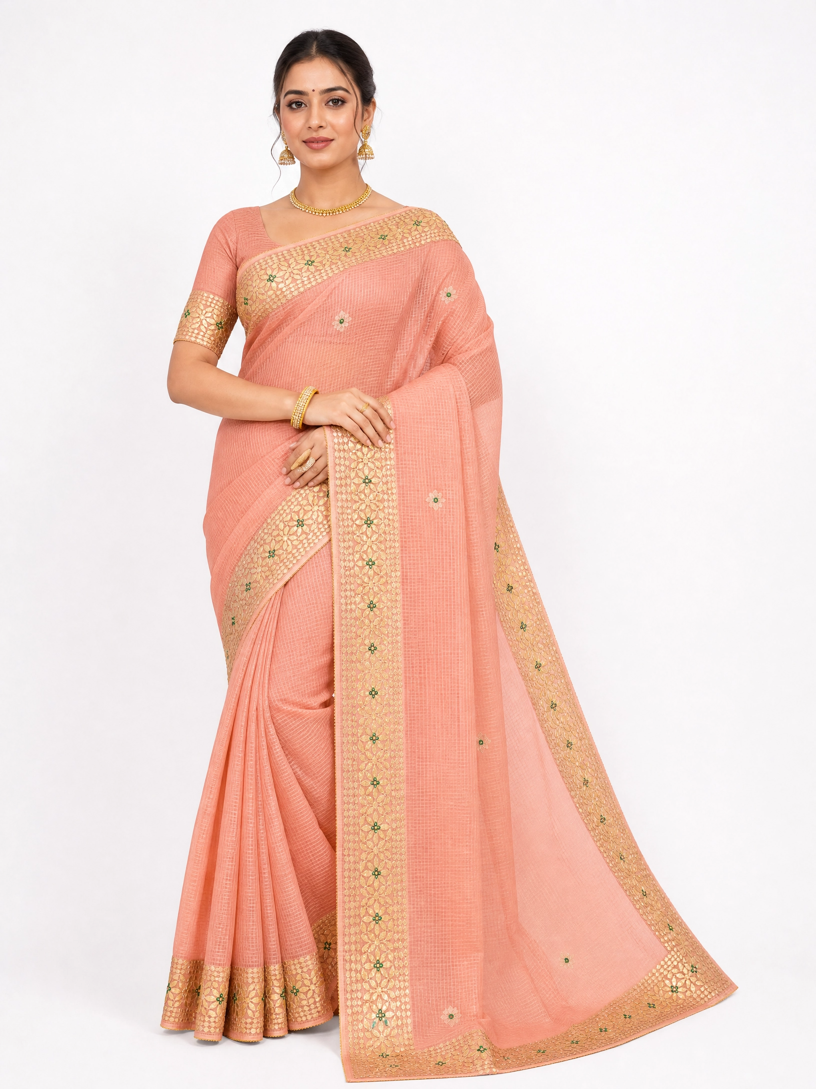 Premium Kota Silk Saree with Matching Blouse Piece – Tumpi's Collection