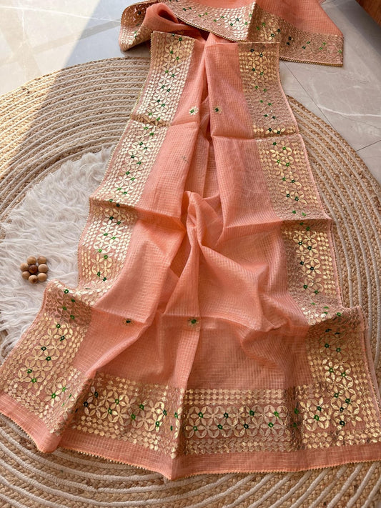 Premium Kota Silk Saree with Matching Blouse Piece – Tumpi's Collection