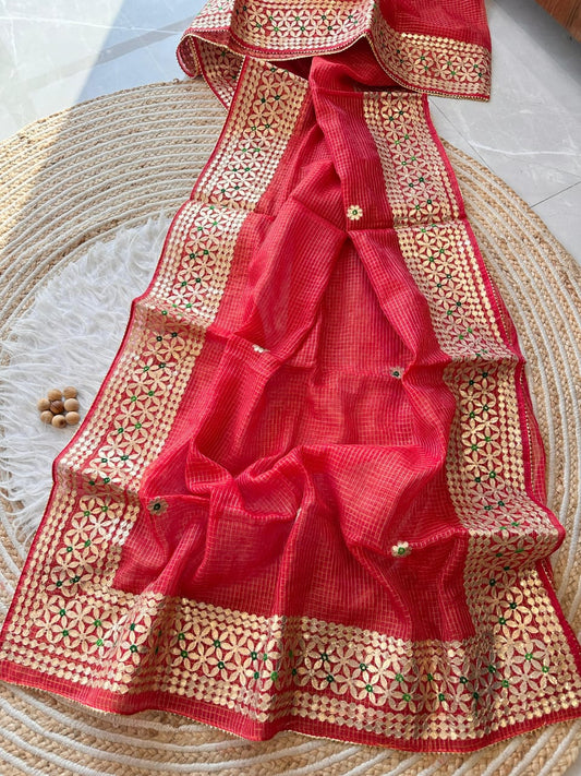 Premium Kota Silk Saree with Matching Blouse Piece – Tumpi's Collection