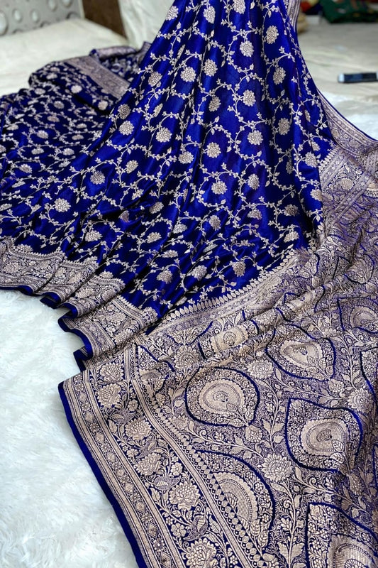 Mushroo banarashi silk - Blue -Design 19
