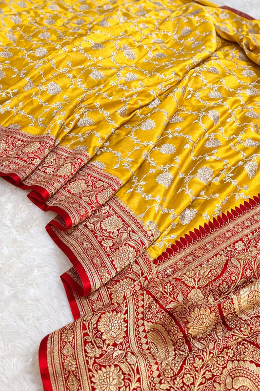 Mushroo banarashi silk - Yellow -Design 18
