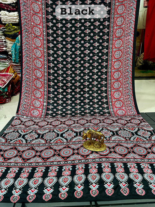 Mirror work Ajrakh modal-Black -Design 05