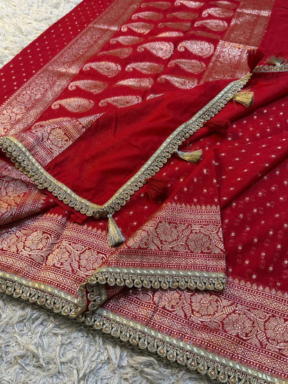Premium Khaddi Georgette -Red-Design 01
