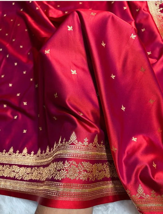Mushroo Banarashi saree -Red -Design 13