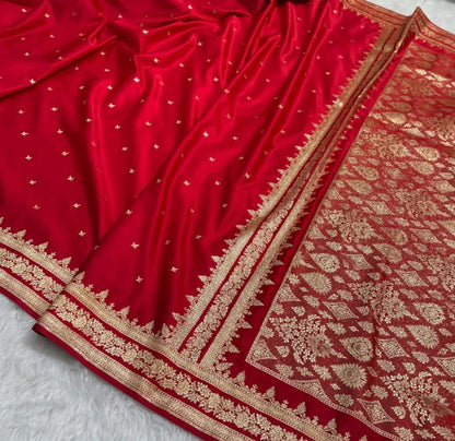 Mushroo Banarashi saree -Red -Design 13