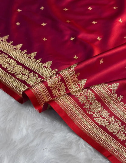 Mushroo Banarashi saree -Red -Design 13