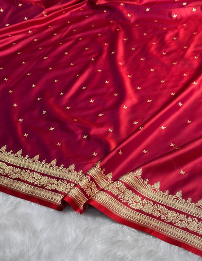 Mushroo Banarashi saree -Red -Design 13