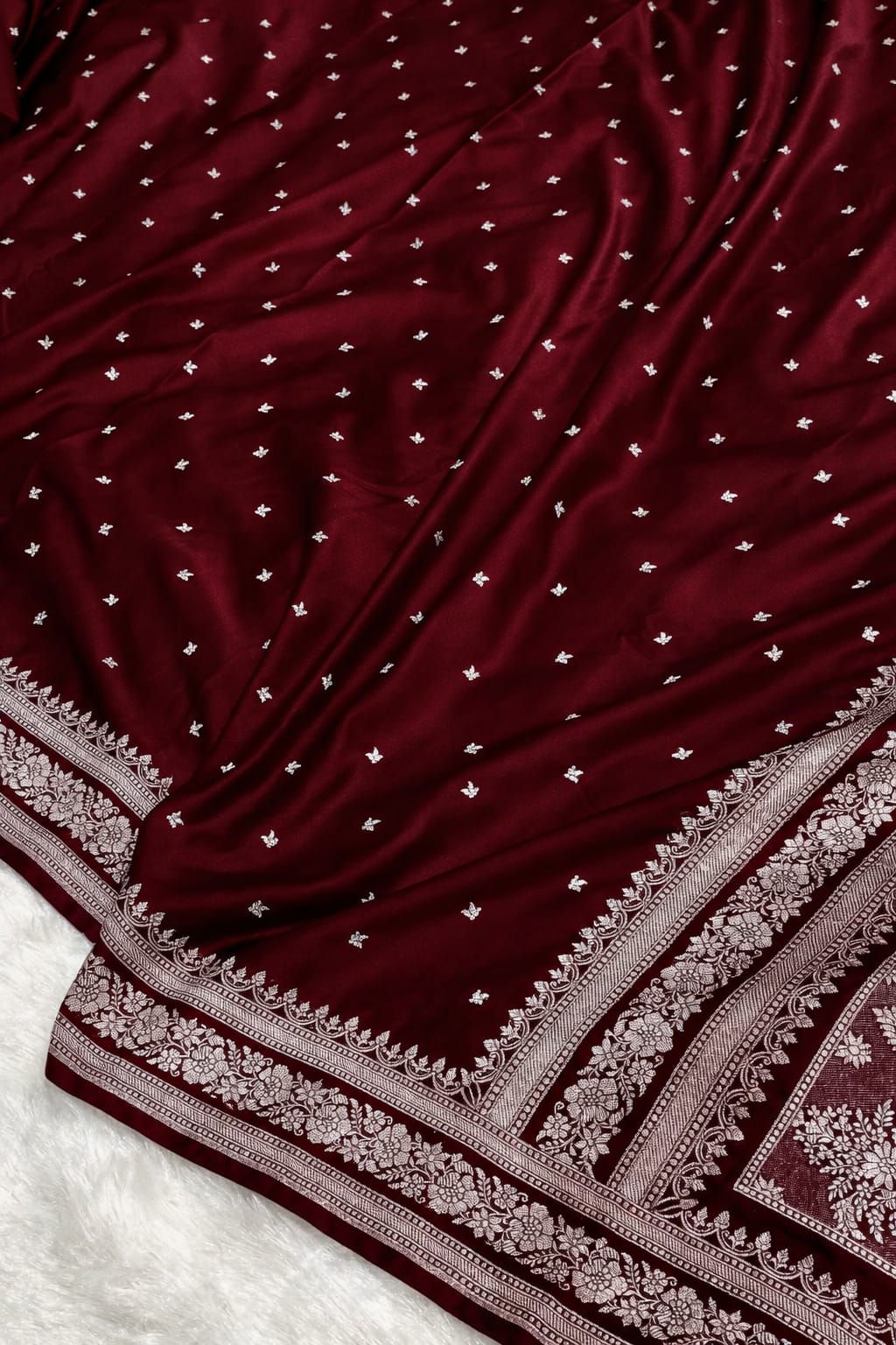 Mushroo Banarashi saree - Maroon -Design 15