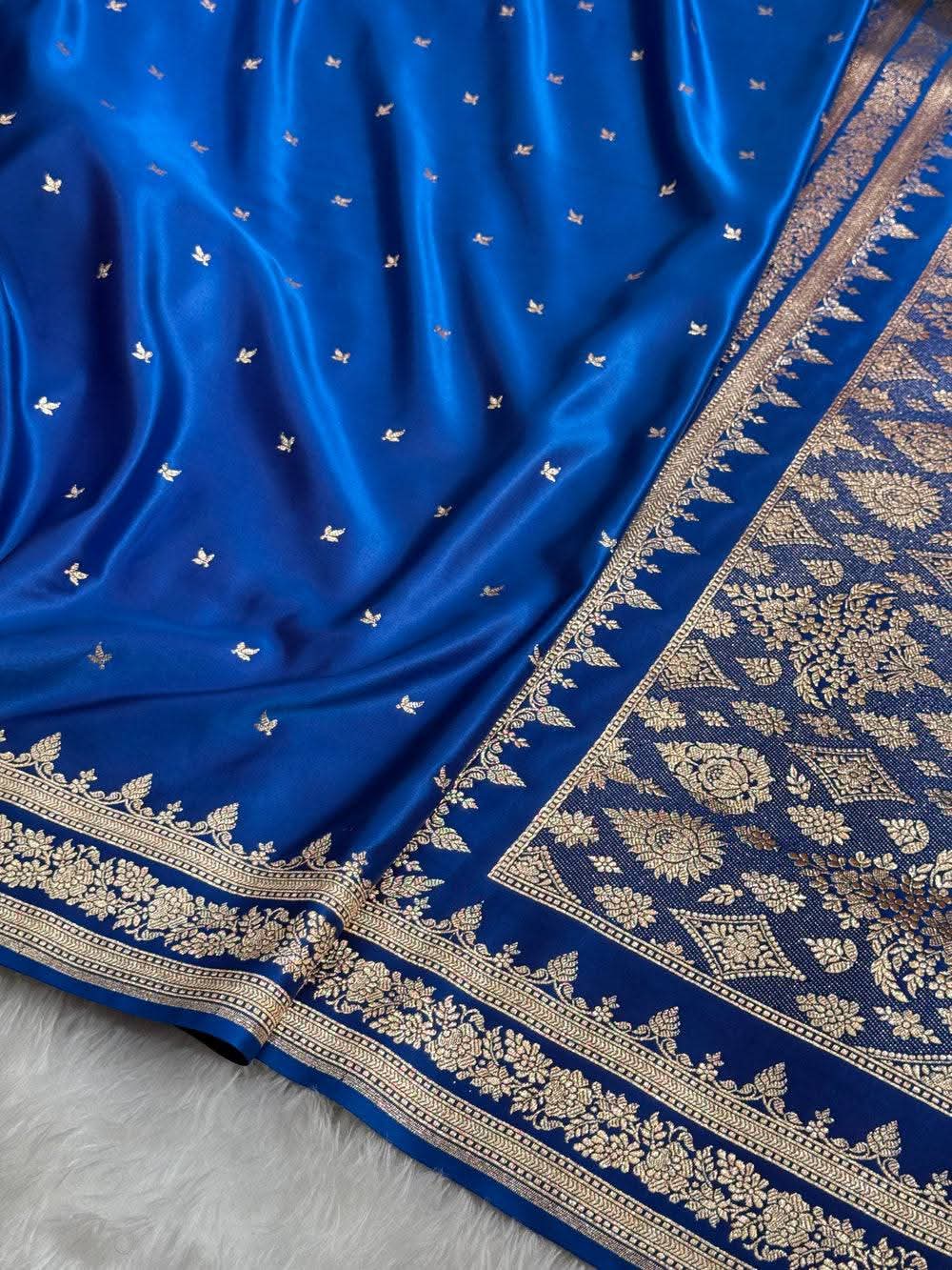 Mushroo Banarashi saree - Blue -Design 10