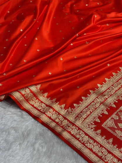 Mushroo Banarashi saree -Red -Design 13