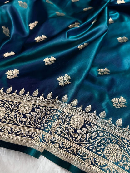 Mushroo Banarashi saree - Royal Blue -Design 11