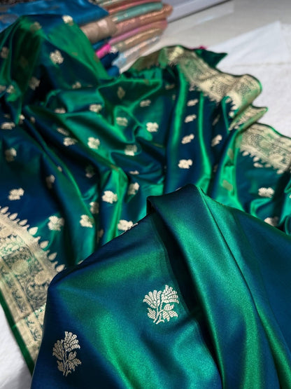 Mushroo Banarashi saree - Green -Design 12