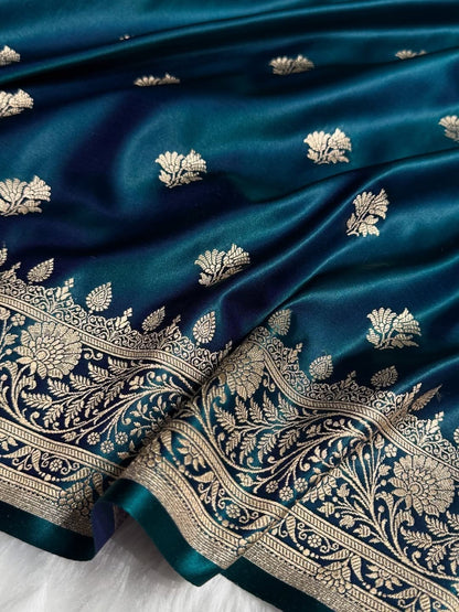Mushroo Banarashi saree - Royal Blue -Design 11