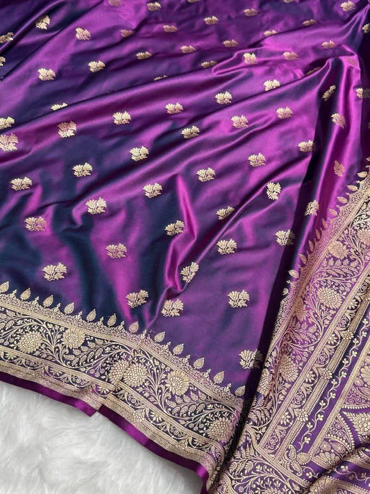 Mushroo Banarashi saree -Plum -Design 05