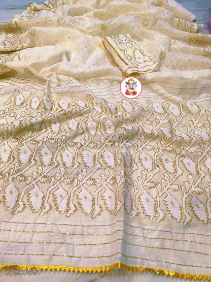 ✨ Premium Cutdana Jamdani Saree ✨- Tan -Design 03