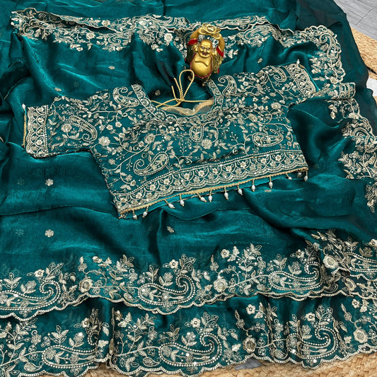 Pure Space Silk Saree with Ready-Stitched Blouse -Design 08