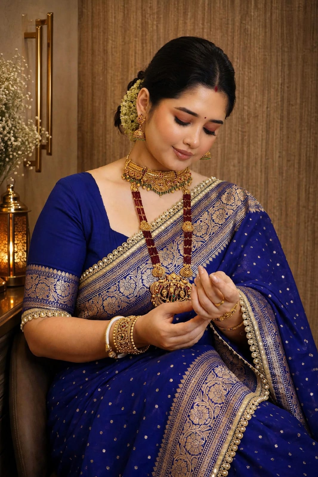 Premium Khaddi Georgette -Royal Blue