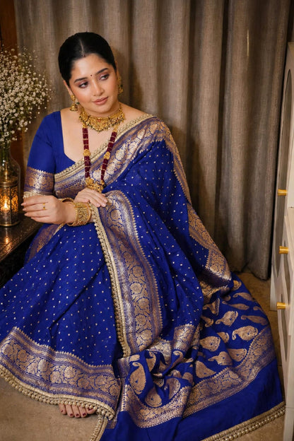 Premium Khaddi Georgette -Royal Blue