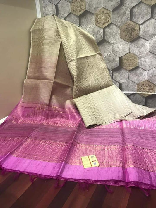 Silk Mark Certified Tussar Gicha Saree