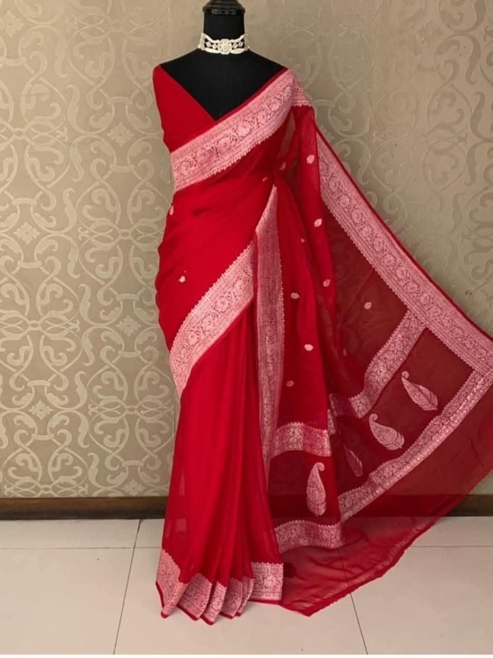 Pure Handloom Chiffon Khaddi Saree Design 17