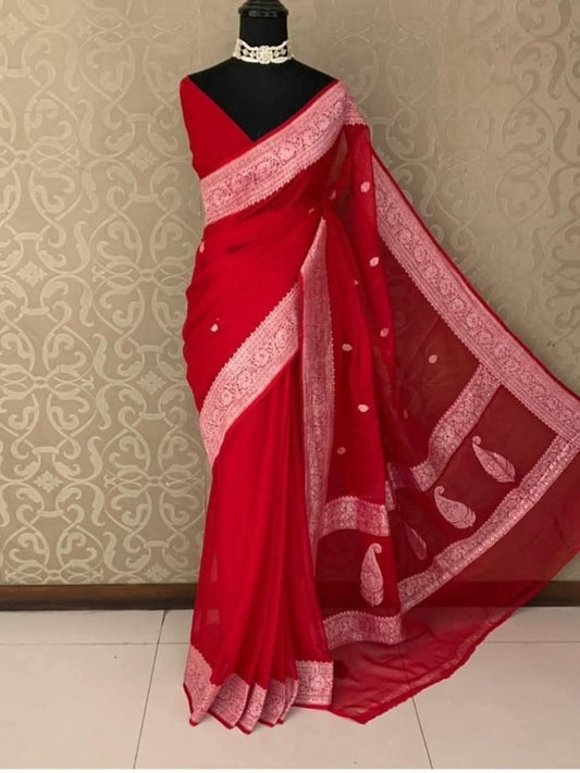Pure Handloom Chiffon Khaddi Saree Design 17