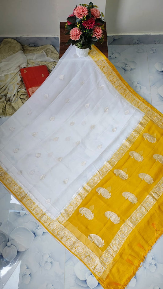 Pure Handloom Chiffon Khaddi Saree – Design 10
