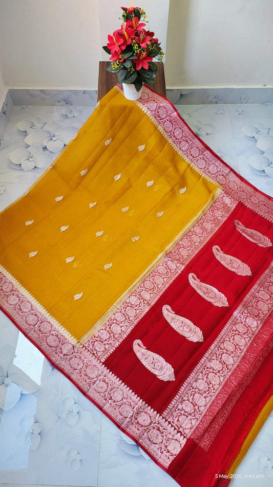 Pure Handloom Chiffon Khaddi Saree – Design 18