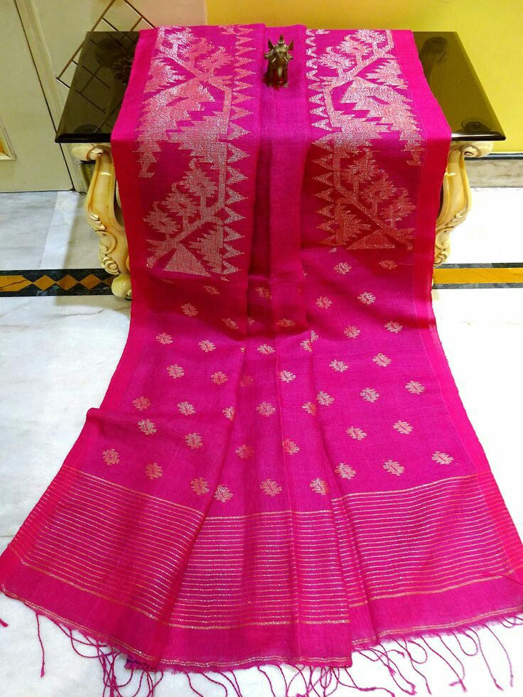 Pure Linen Korat Jamdani Saree – Design 10