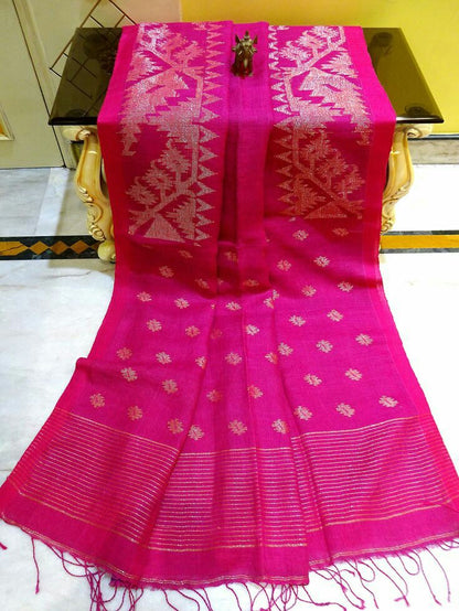 Pure Linen Korat Jamdani Saree – Design 10