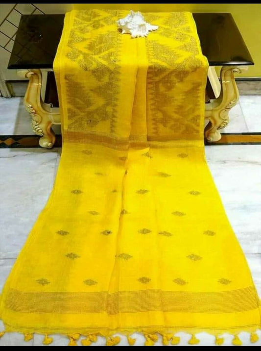 Pure Linen Korat Jamdani Saree – Design 07