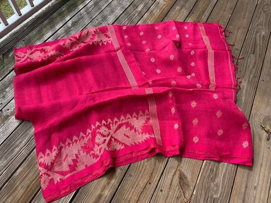 Pure Linen Korat Jamdani Saree – Design 10