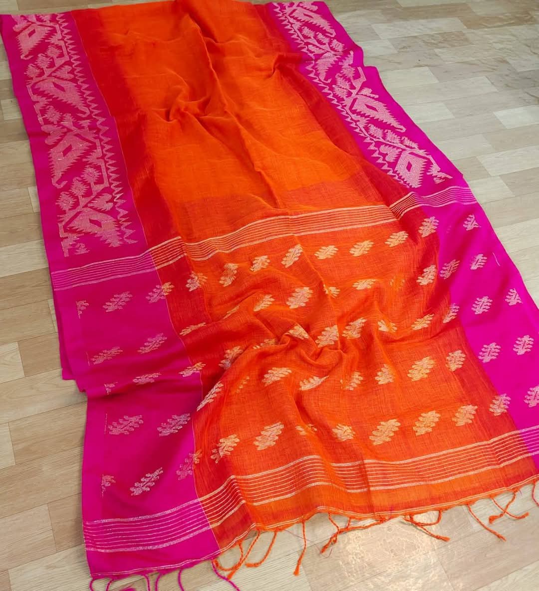 Pure Linen Korat Jamdani Saree – Design 08