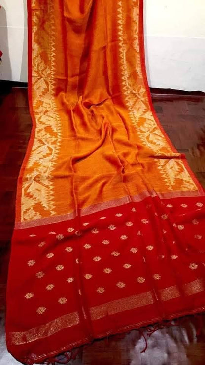 Pure Linen Korat Jamdani Saree – Design 12