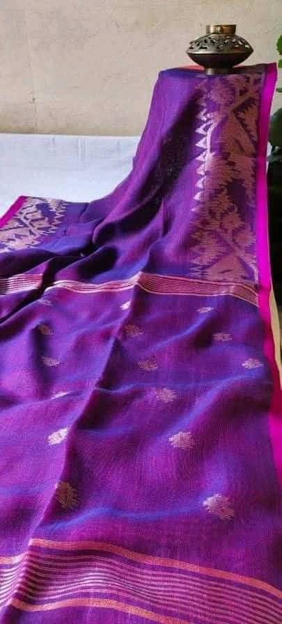 Pure Linen Korat Jamdani Saree – Design 11
