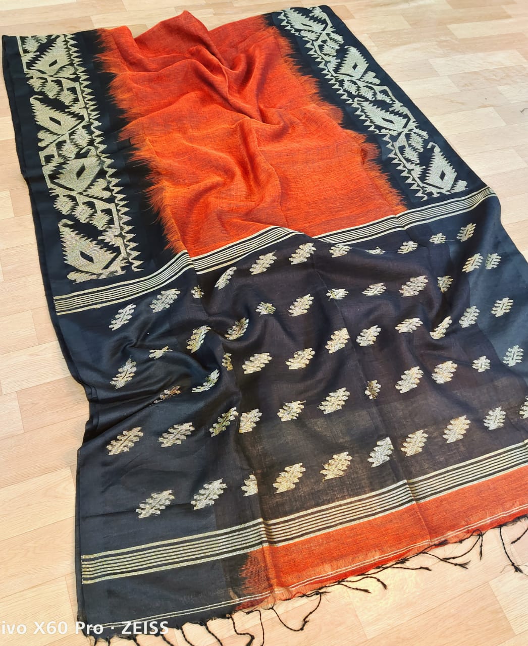 Pure Linen Korat Jamdani Saree – Design 05