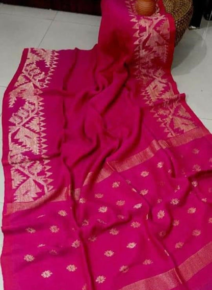 Pure Linen Korat Jamdani Saree – Design 10