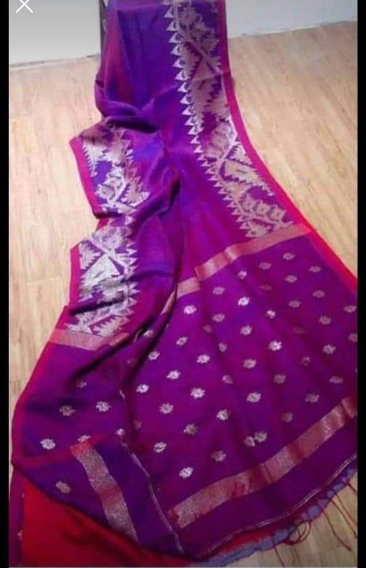Pure Linen Korat Jamdani Saree – Design 11
