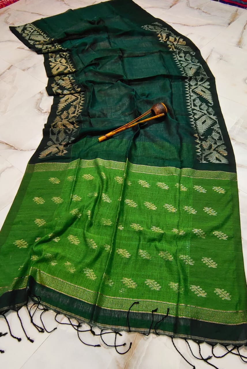 Pure Linen Korat Jamdani Saree – Design 14