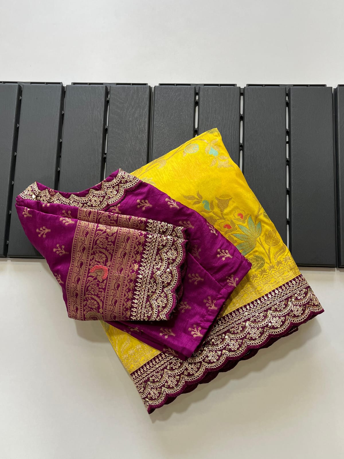 Heavy Dola Silk Saree-yellow– Design 04