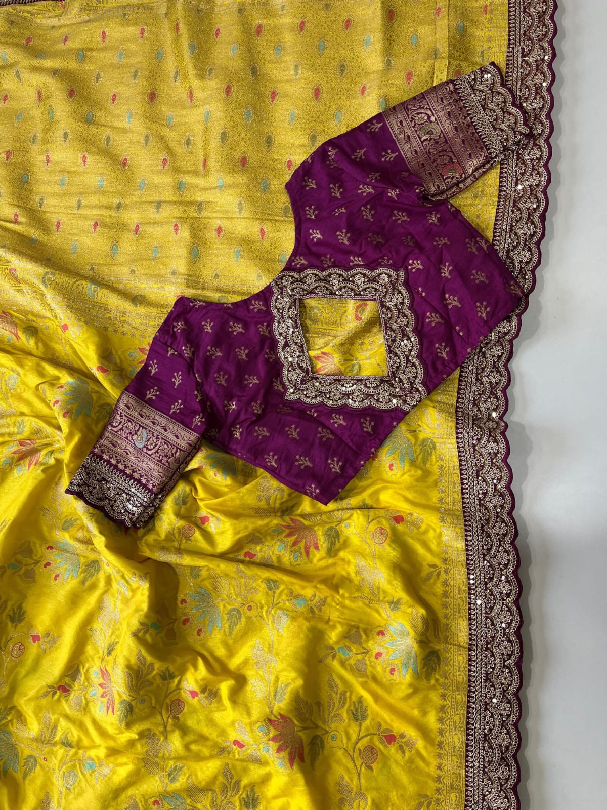 Heavy Dola Silk Saree-yellow– Design 04
