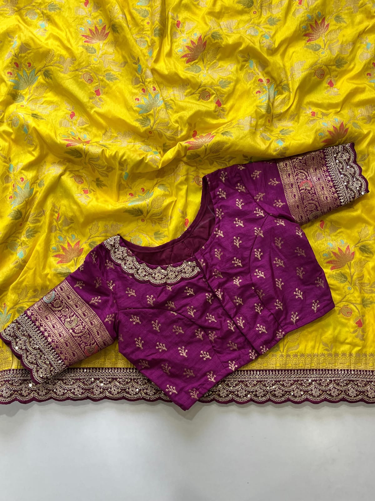 Heavy Dola Silk Saree-yellow– Design 04