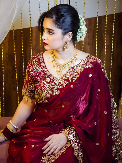 Pure Space Silk Saree with Ready-Stitched Blouse -Design 02