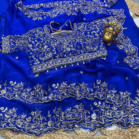 Pure Space Silk Saree with Ready-Stitched Blouse -Design 12