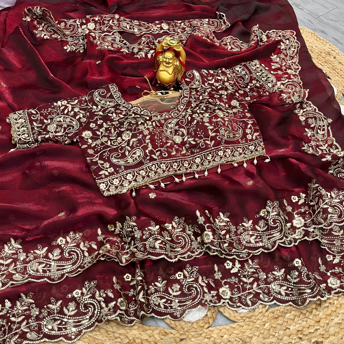 Pure Space Silk Saree with Ready-Stitched Blouse -Design 02