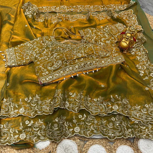 Pure Space Silk Saree with Ready-Stitched Blouse -Design 11